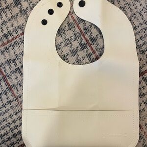 Cream Leather Baby Bib